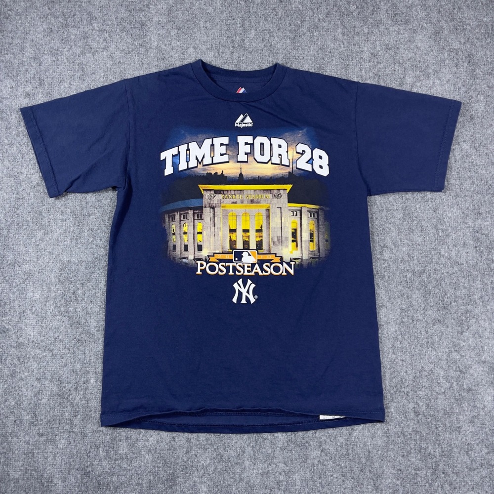 NY Yankees 2009 World Series Champions T-Shirt Youth XL Navy Blue Graphic
